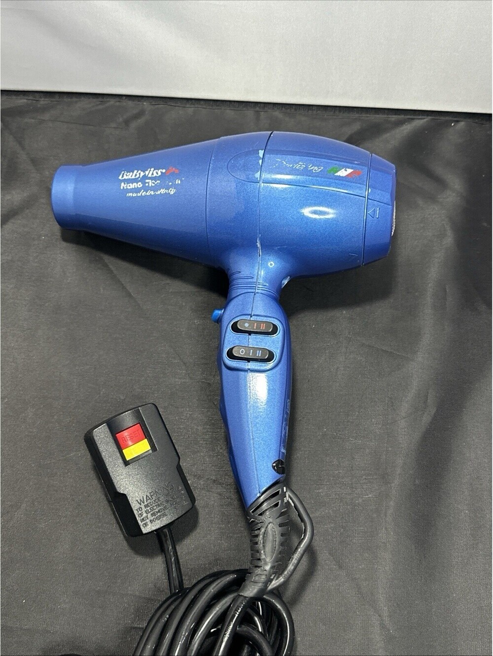 Babyliss Pro Nano Titanium Portofino Hair Dryer Made In Italy Blue Tested Works